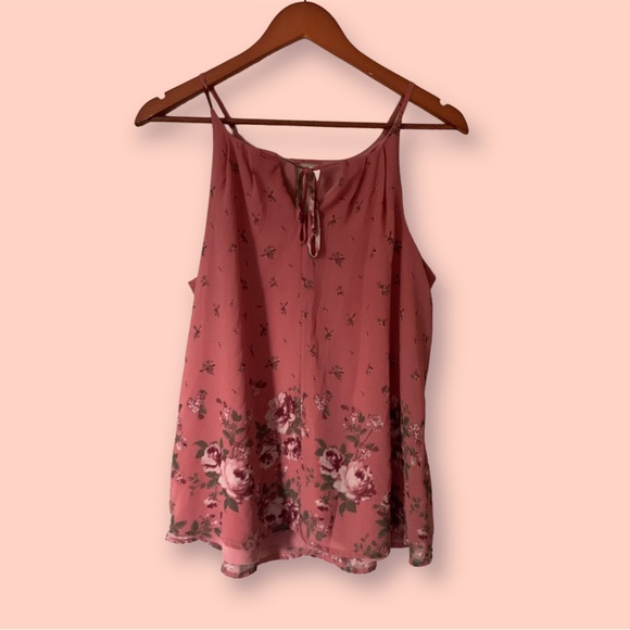 Blue Rain Tops - [Blue Rain] Mauve Floral Tank